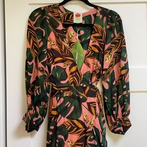 NWT FARM Rio Pale Lead Wrap Dress Size M